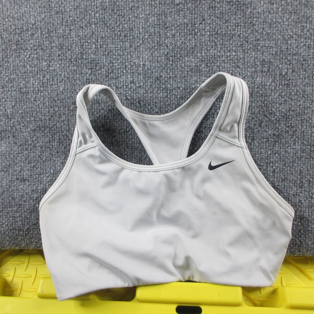 Nike Sports‎ Bra Womens Medium Gray Dri-FIT Racerback Wireless Logo Athletic